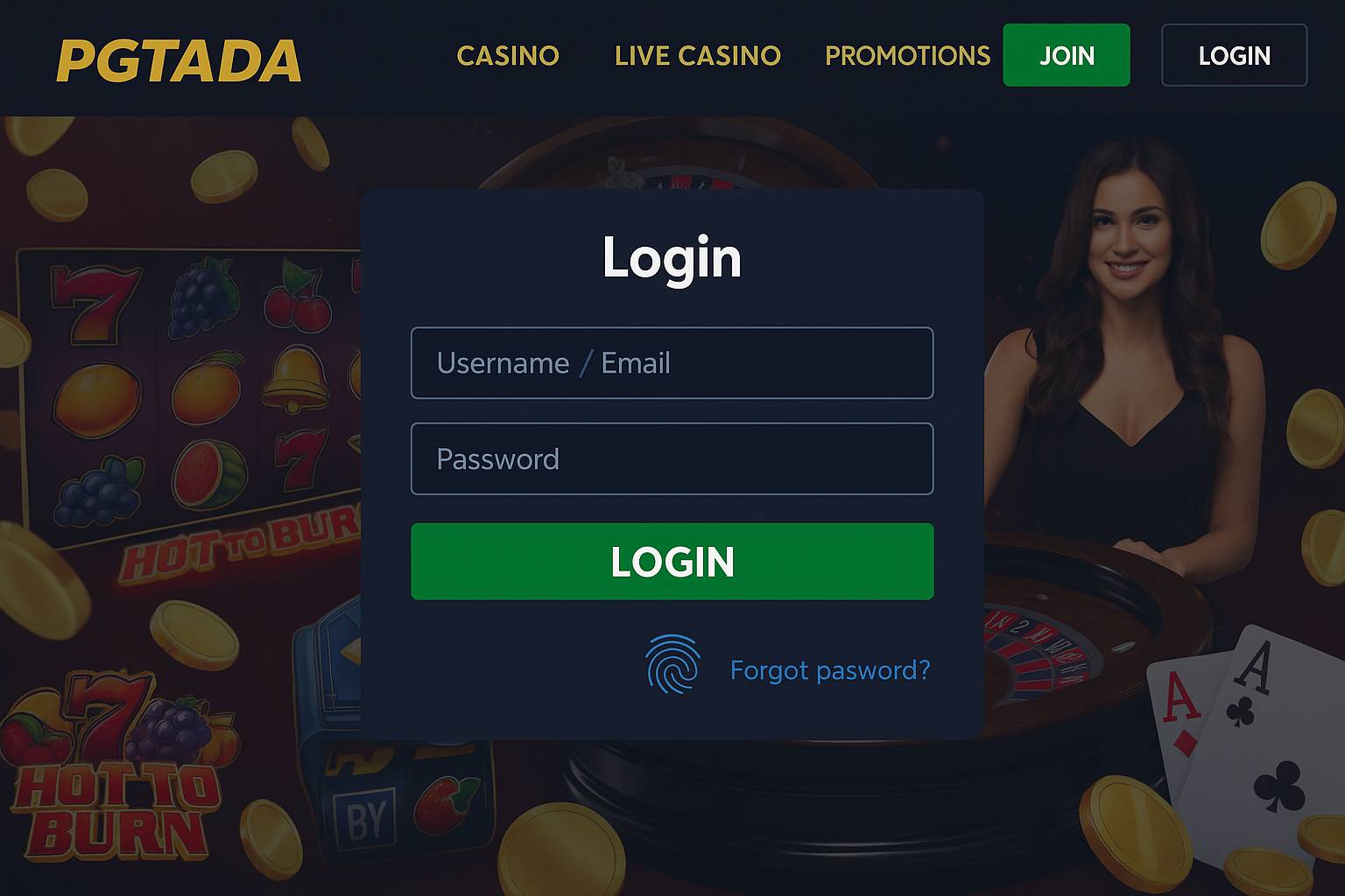 Login no Cassino PGTADA